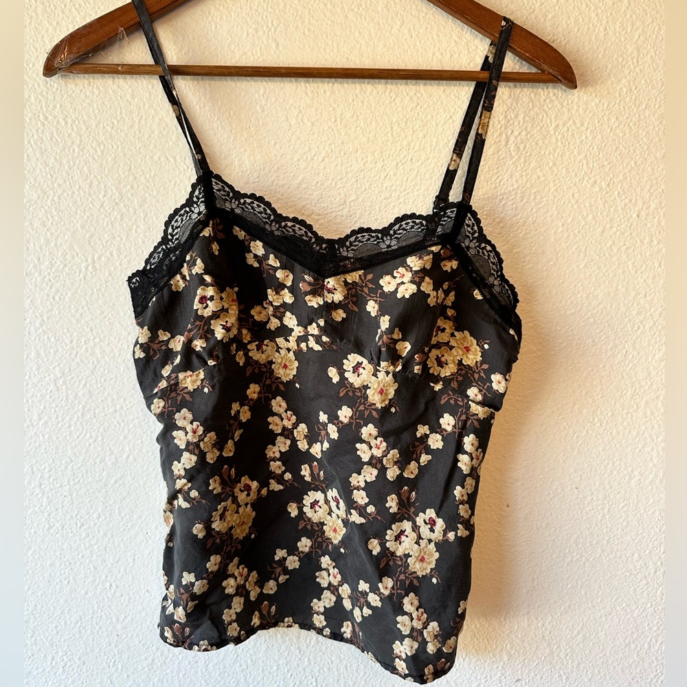 American Eagle Black Floral Camisole Size 2